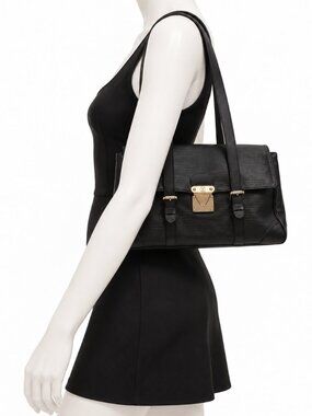 Louis Vuitton Black Epi Leather Shoulder Tote Bag Vintage